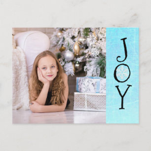 Personalised Photo Family Christmas Joy Blue Card