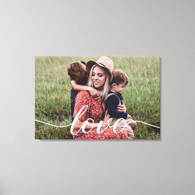 Personalised Photo Family Love Script Canvas Print (Front)