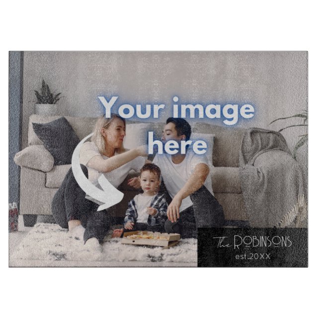Personalised Photo&Family name Kitchen Cutting Boa Board (Front)