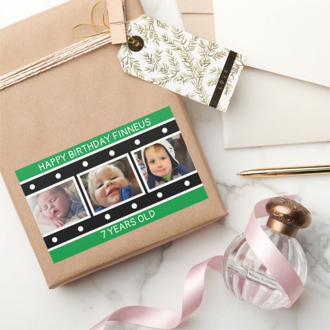 Personalised Photo Filmstrip Birthday    Rectangular Sticker (Gifting)