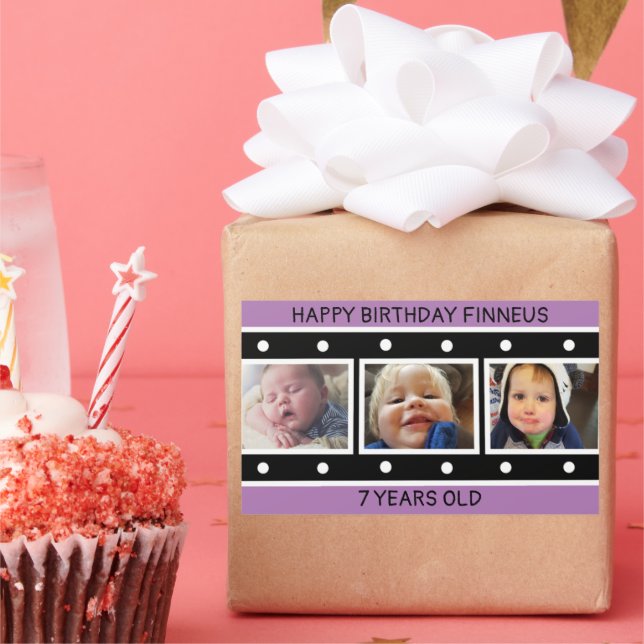 Personalised Photo Filmstrip Birthday     Rectangular Sticker (Party)
