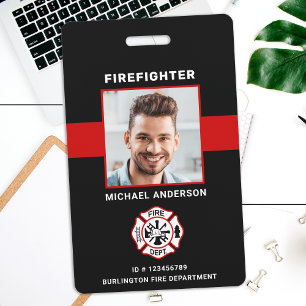 Personalised Photo Firefighter ID Fireman ID Card  ID Badge
