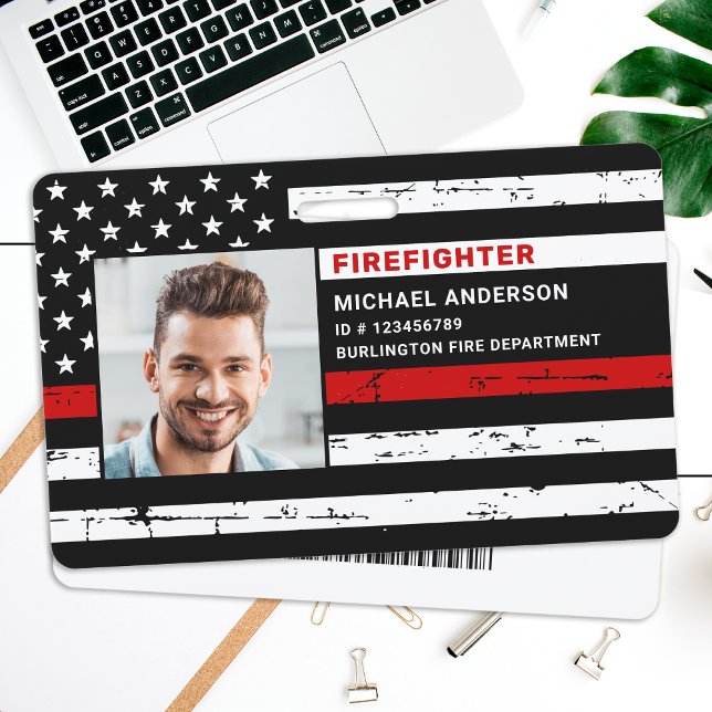 Personalised Photo Fireman ID Card Firefighter ID Badge (Creator Uploaded)