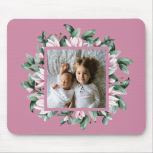 Personalised Photo Floral Frame Mouse Pad
