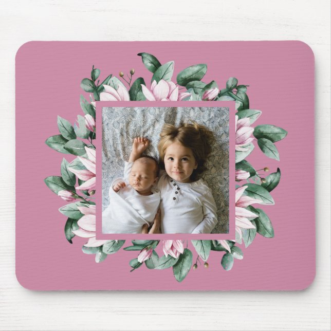 Personalised Photo Floral Frame    Mouse Pad (Front)
