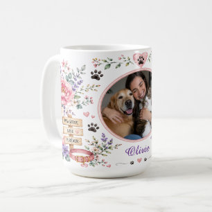 Personalised Photo Floral Paw Print Pet Lover Gift Coffee Mug