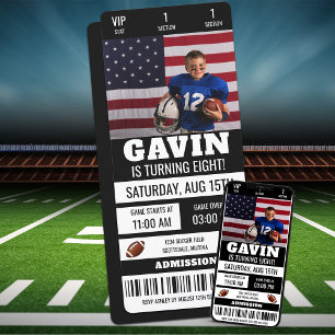 Personalised Photo Football Ticket Birthday Party Invitation