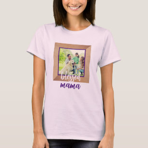 Personalised Photo Frame Cute Blessed Mama T-Shirt