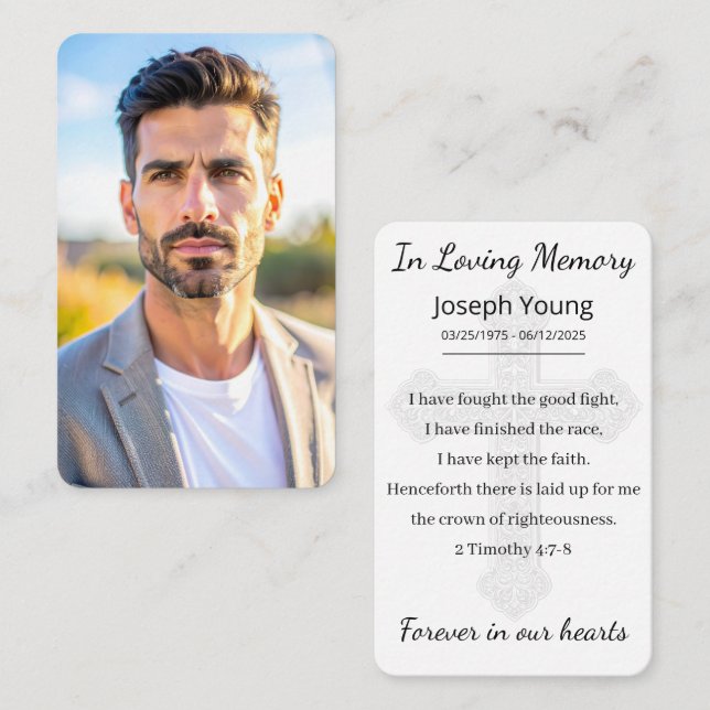 Personalised Photo Funeral Tribute Memorial Card (Front/Back)