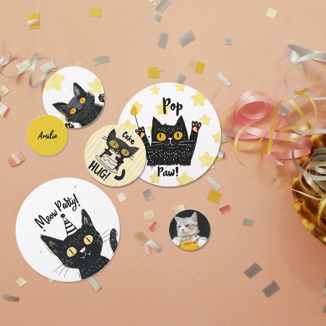 Personalised Photo Funny Black Cat Party Confetti (Personalized Photo Funny Black Cat Party Confetti)