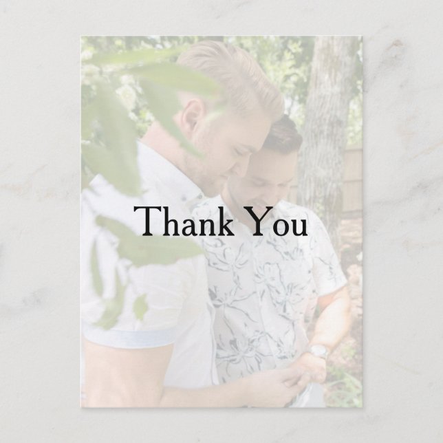Personalised Photo Gay Wedding Thank You Postcard (Front)
