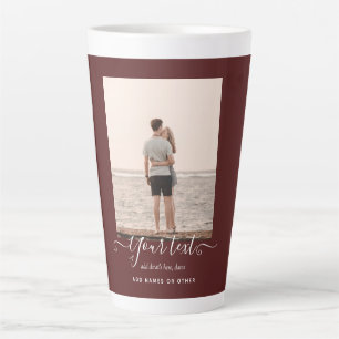Personalised PHOTO Gifts Burgundy Theme Latte Mug