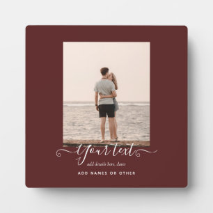 Personalised PHOTO Gifts Burgundy Theme Plaque