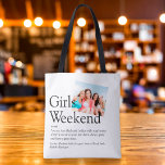 Personalised Photo Girls Weekend Definition Tote Bag<br><div class="desc">Personalise with your definition of a perfect girls' weekend,  and add the names of your besties and a special photo. Designed by Thisisnotme©</div>