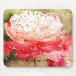 Personalised Photo Gold Confetti Overlay Mouse Pad