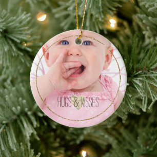 Personalised Photo Gold Glitz Heart Quote Ceramic Tree Decoration