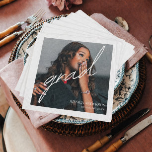 Personalised Photo Grad With Name Graduation  Napkin