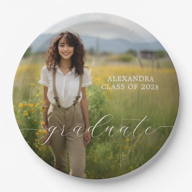 Personalised Photo Graduation   Paper Plate (Front)