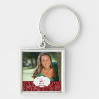 Personalised photo graduation red maroon keychain