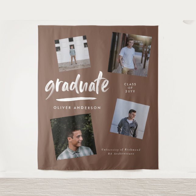 Personalised Photo Graduation Tapestry | brown (Front)