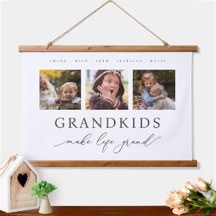 Personalised Photo Grandkids Make Life Grand Hanging Tapestry