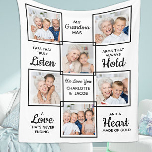Personalised Photo Grandmother Love You Grandma Fleece Blanket