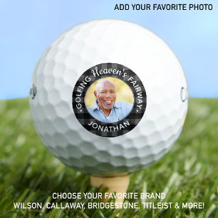 Personalised Photo Grey Plaid Golf Lover Memorial  Balls