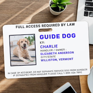 Personalised Photo Guide Dog Service Dog ID Badge
