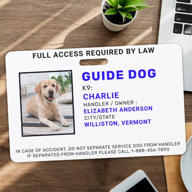Personalised Photo Guide Dog Service Dog ID Badge (Creator Uploaded)