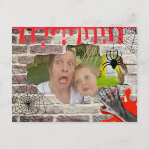 Personalised Photo Halloween Trapped Behind Wall Postcard