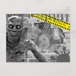 Personalised Photo Halloween Trapped Behind Wall Postcard