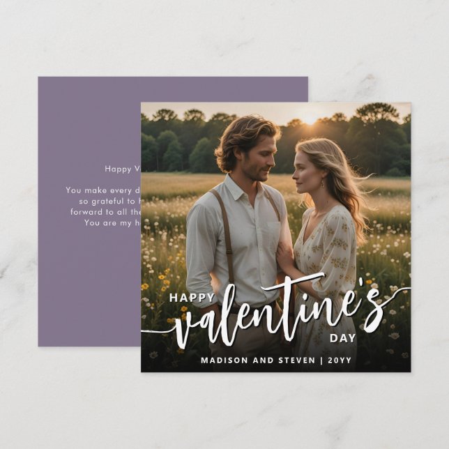 Personalised Photo Happy Valentine's Day Elegant Card (Front/Back)