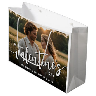 Personalised Photo Happy Valentine's Day Elegant Large Gift Bag