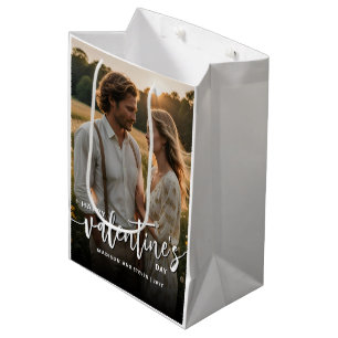 Personalised Photo Happy Valentine's Day Elegant Medium Gift Bag