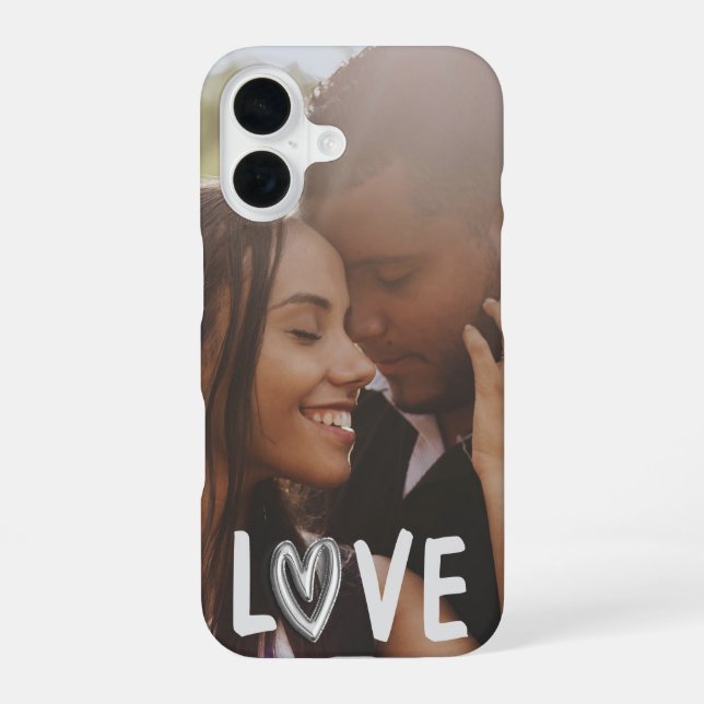 Personalised Photo Heart LOVE  iPhone 16 Case (Back)