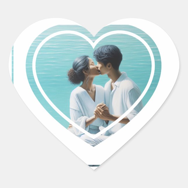 Personalised Photo Heart  Sticker (Front)