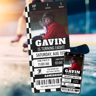 Personalised Photo Hockey Ticket Birthday Party Invitation