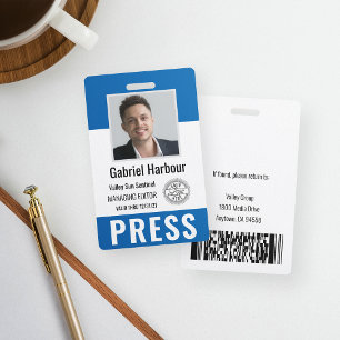 Personalised Photo ID & Logo Journalist Press Pass ID Badge