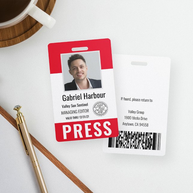 Personalised Photo ID & Logo Journalist Press Pass ID Badge (Creator Uploaded)