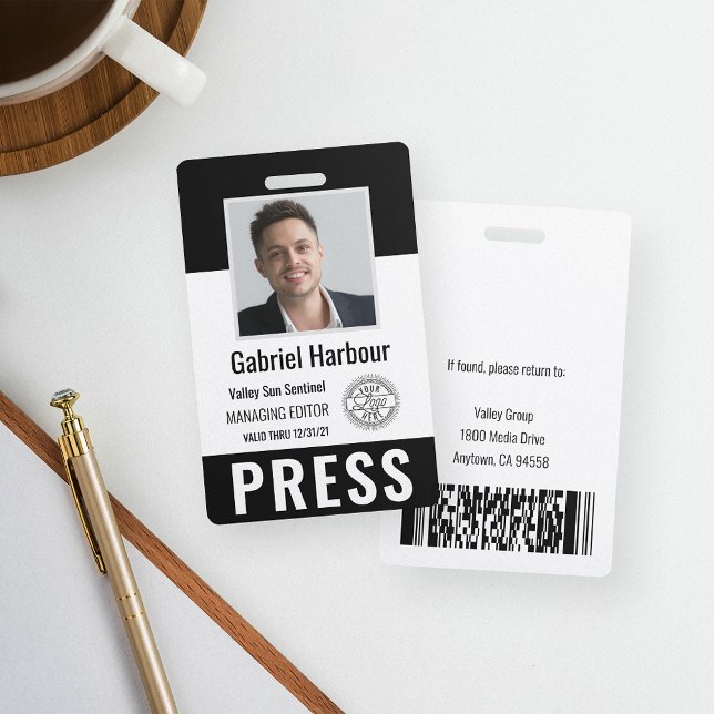 Personalised Photo ID & Logo Journalist Press Pass ID Badge (Creator Uploaded)