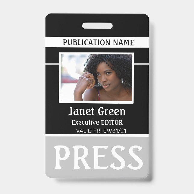 Personalised Photo ID Reporter Press Pass ID Badge (Front)