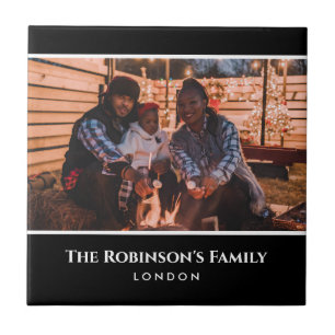 Personalised Photo in Black Frame with Texts Tile