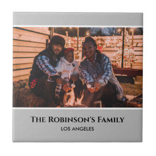 Personalised Photo in Grey Frame with Texts Tile
