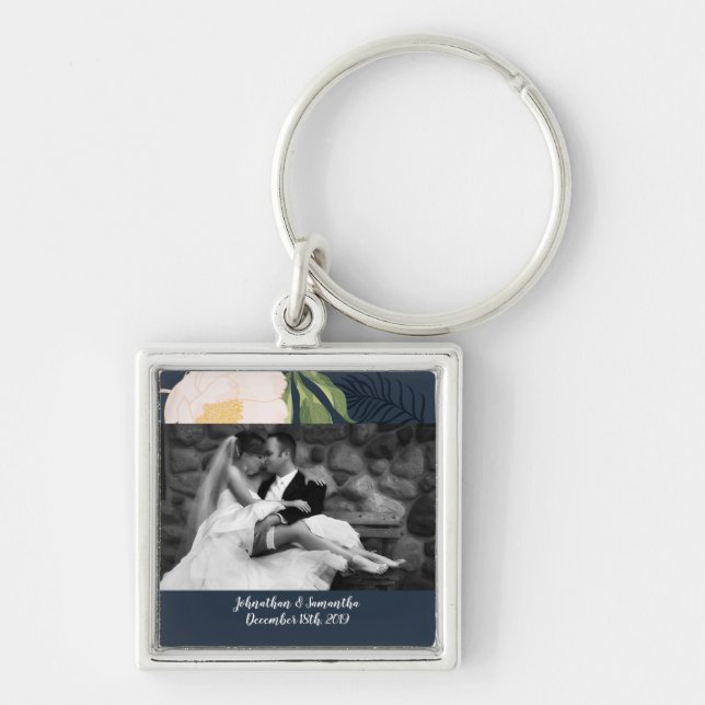 Personalised Photo Key Chain Baby Pink Cosmos on W (Front)