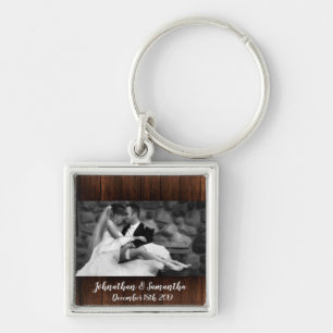 Personalised Photo Key Chain Barn Wood Country Rus