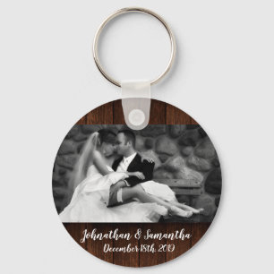 Personalised Photo Key Chain Barn Wood Country Rus