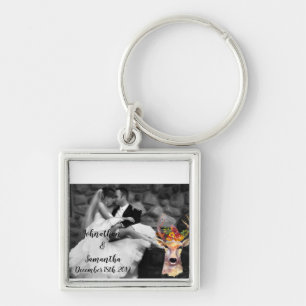 Personalised Photo Key Chain boho deer Buck Head B