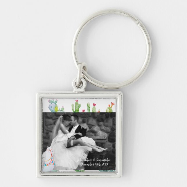 Personalised Photo Key Chain Boho Llama Bohemian C (Front)