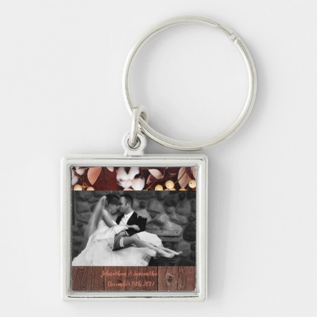 Personalised Photo Key Chain Cotton Branch on Dark (Front)