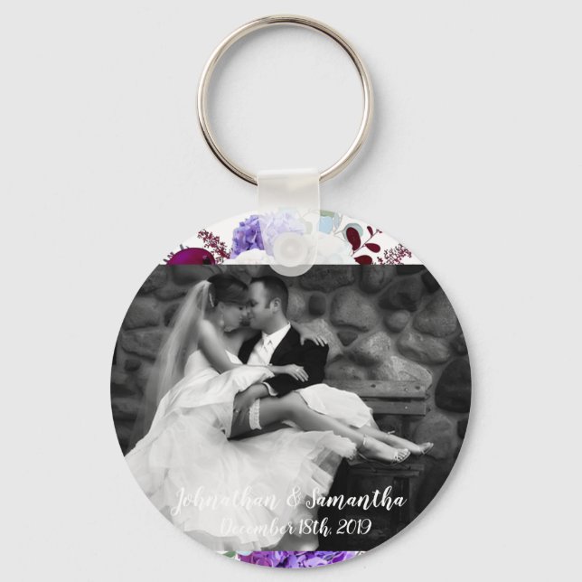 Personalised Photo Key Chain Lavender Hibiscus o (Front)
